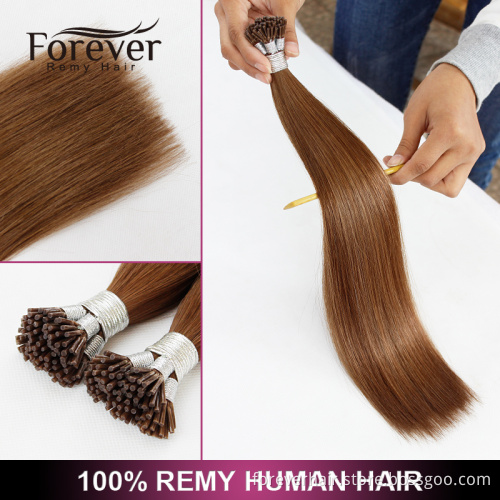 Xuchang Forever 100% remy Human cuticles Hair Italian Keratin top quality double drawn 26 inch i-tip hair extension